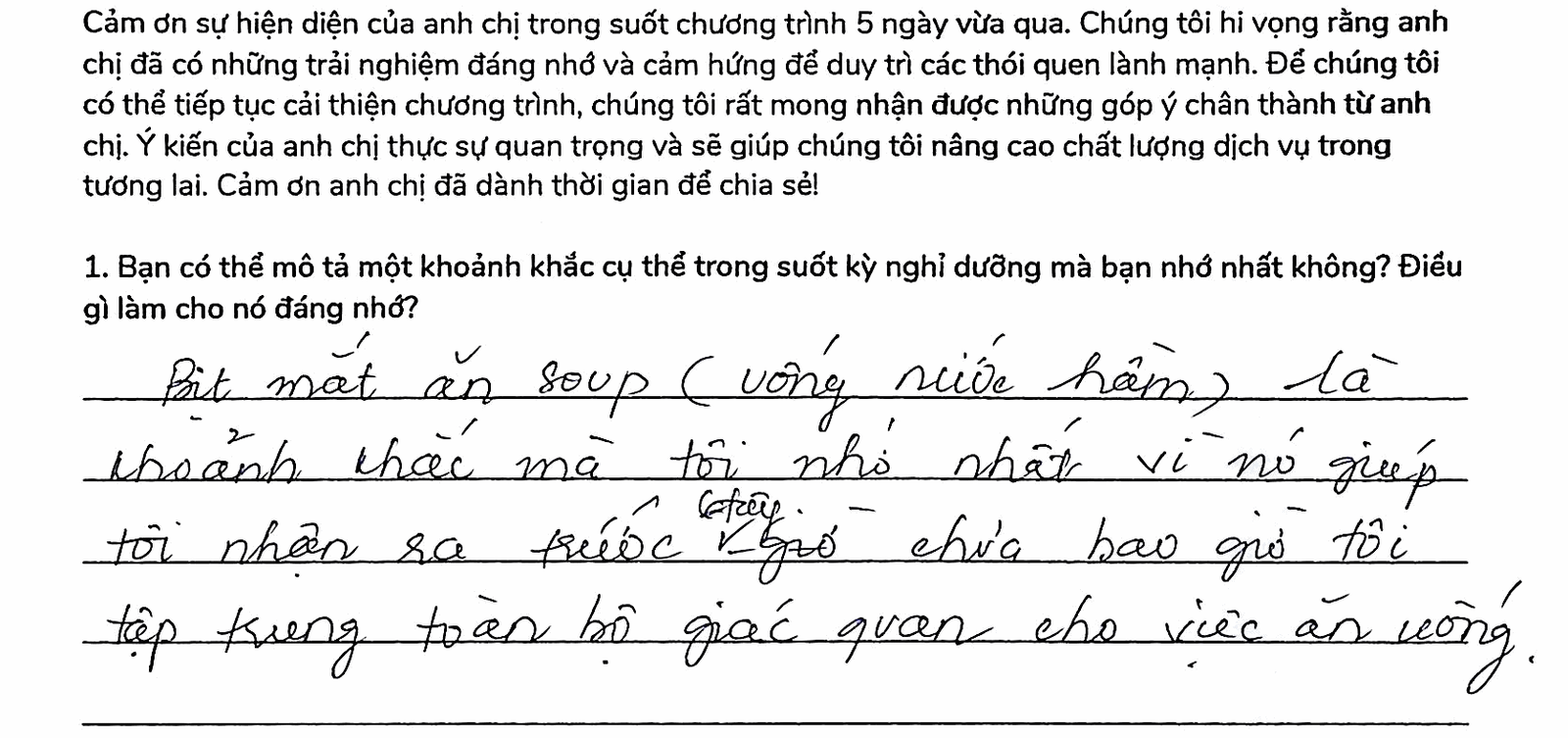 Handwritten excerpt attributed to Hồ Huỳnh Thiên Trang