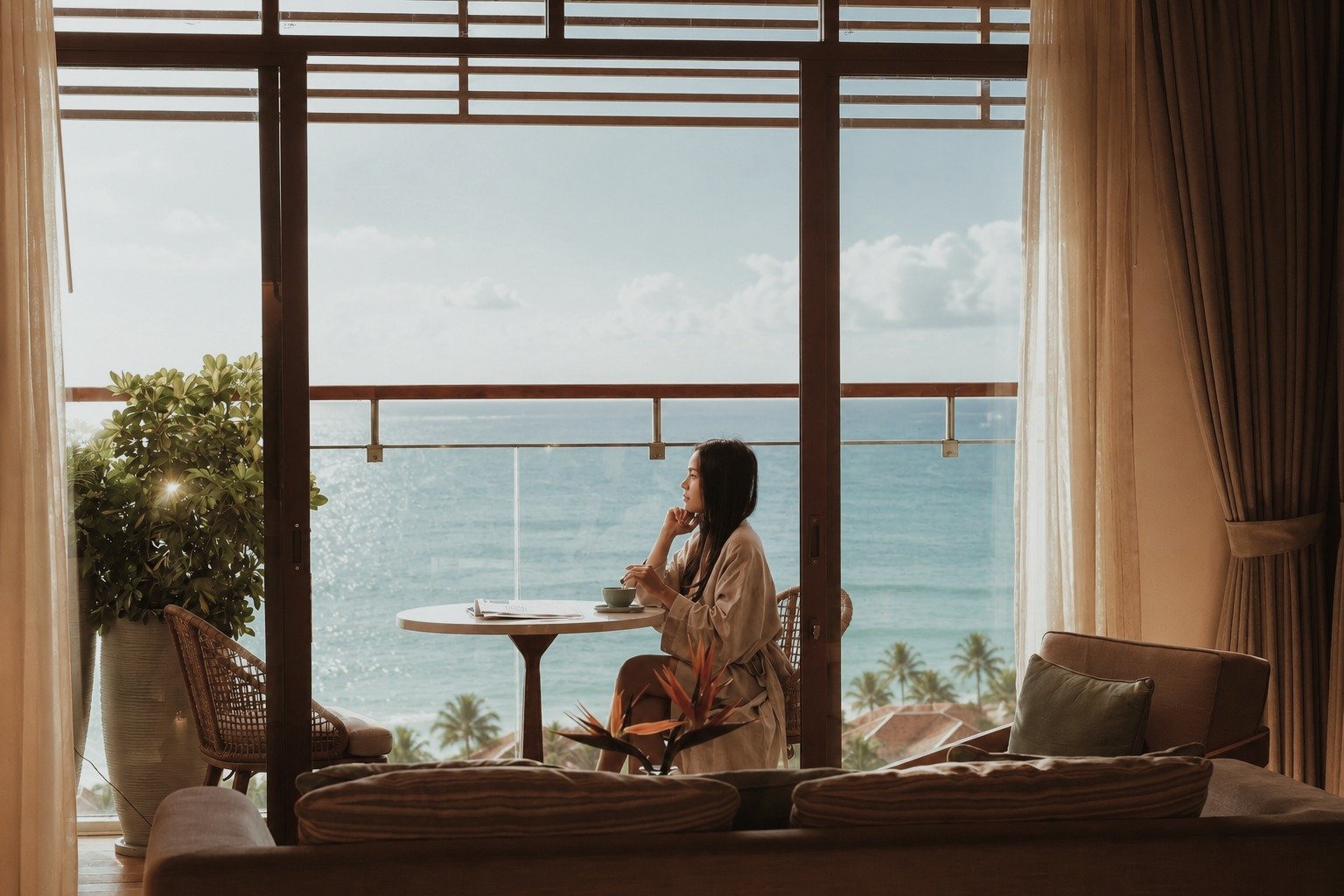 A relaxed morning inside an Ocean View Suite at Fusion Resort Da Nang